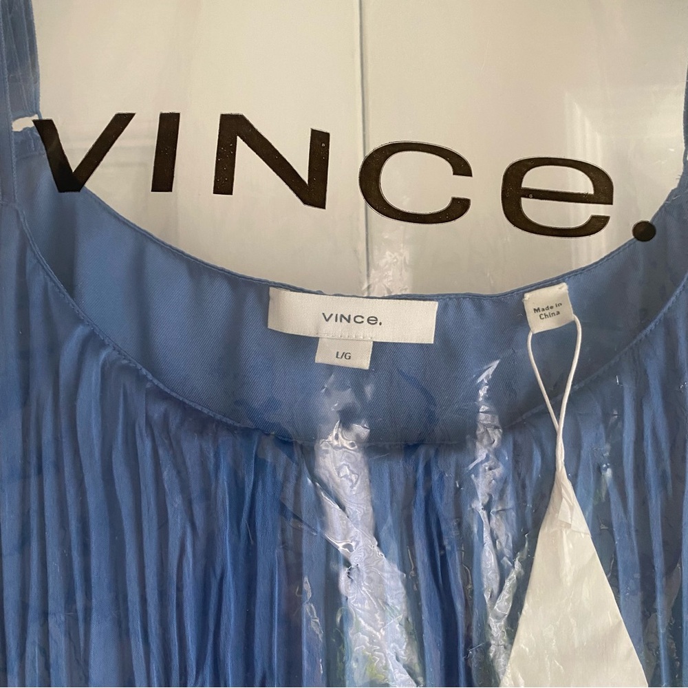 NWT Vince Crushed Satin Pleated Tie-Waist Slip Midi-Dress - Picture 6 of 9